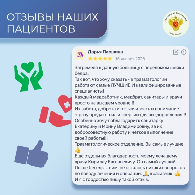 Отзыв пациентки о работе специалистов КБ №8